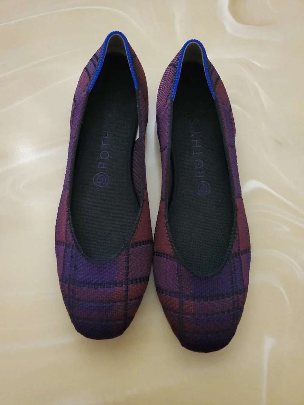 Rothy’s Cranberry Plaid The Square Toe Slip On Ballet Flats Size 9.5